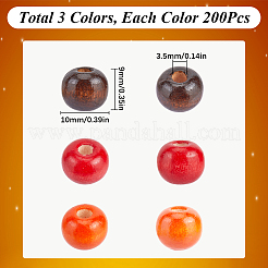 600Pcs 3 Colors Dyed Natural Wood Beads&nbsp;WOOD-SC0001-82B