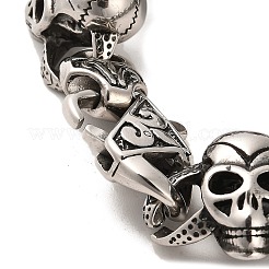 304 Stainless Steel Skull Link Chain Bracelets&nbsp;BJEW-E094-02AS