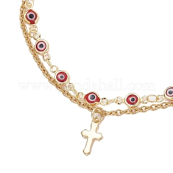 3Pcs 3 Colors Handmade Evil Eye Lampwork Link Multi-layered Bracelets&nbsp;BJEW-JB12213