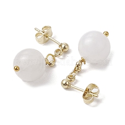 Natural White Jade Round Beads & 304 Stainless Steel Components Dangle Earrings for Women&nbsp;EJEW-JE06231-05