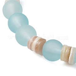 Bohemia Style Glass & Natural Freshwater Shell Beads Stretch Bracelets for Women&nbsp;BJEW-JB11865-01