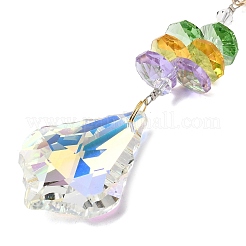 Alloy Rhinestone & Glass Teardrop Charm Suncatchers&nbsp;HJEW-E013-03G