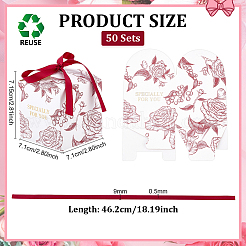 Rose Flower Printed Paper Candy Boxes with Ribbon&nbsp;CON-WH0110-281