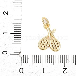 Sports Theme Brass Micro Pave Clear Cubic Zirconia Charms&nbsp;KK-D258-23G