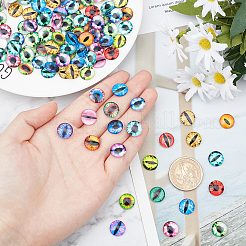 200Pcs Half Round/Dome Dragon Eye Printed Glass Cabochons&nbsp;GGLA-SC0001-55