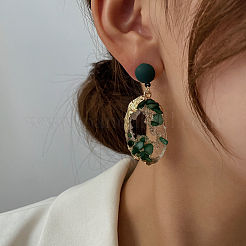 Oval with Flat Round Zinc Alloy Dangle Stud Earrings&nbsp;FS-WGBAFE0-01
