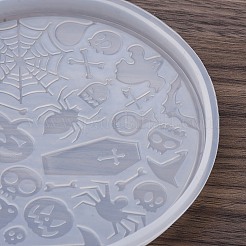 DIY Food Grade Silicone Halloween Theme Round Coaster & Mouth Holder Molds&nbsp;HAWE-PW0001-038