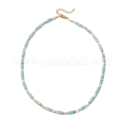 Round Synthetic Howlite & Natural Amazonite Heishi Beaded Necklaces for Women&nbsp;NJEW-JN06000-01