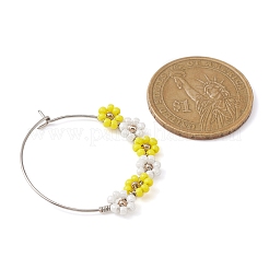 Flower Glass Seed Wine Glass Charms&nbsp;AJEW-JO00189
