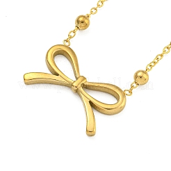 Brass Bowknot Pendant Necklaces&nbsp;NJEW-B115-01G-02