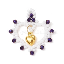 Glass Seed Beaded Heart Pendants&nbsp;PALLOY-MZ00588