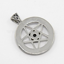 Vintage Men's 304 Stainless Steel Ring with Pentagram Star Pendants&nbsp;STAS-O044-25A