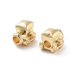 Train Rack Plating Brass Enamel Beads&nbsp;KK-G512-07B-G