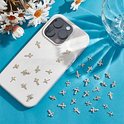 48Pcs 6 Styles Alloy Rhinestone Cross Cabochons&nbsp;DIY-GO0002-01