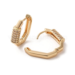 Brass Micro Pave Cubic Zirconia Hoop Earrings&nbsp;EJEW-C073-33KCG
