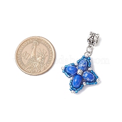 Dyed Synthetic Imperial Jasper & Glass Seed Beaded Star European Dangle Charms&nbsp;PALLOY-MZ00693-03