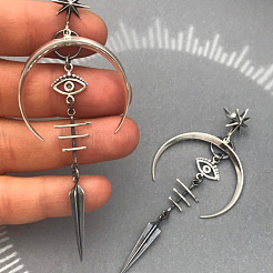 Moon with Eye Gothic Style Alloy Dangle Stud Earrings&nbsp;FS-WG16F02-01