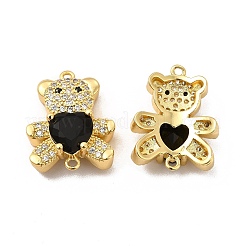 Rack Plating Brass Micro Pave Clear Cubic Zirconia Connector Charms&nbsp;KK-C013-01G