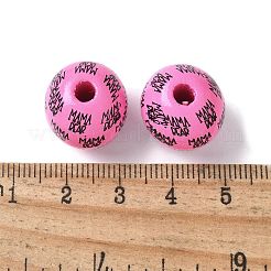 Mother's Day Theme Printed Wood European Beads&nbsp;WOOD-F016-11