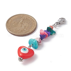 Heart with Evil Eye Resin Pendant Decorations&nbsp;HJEW-JM01104
