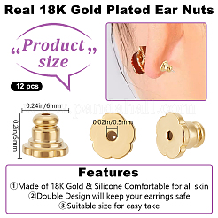 12Pcs Brass Ear Nuts&nbsp;KK-BBC0016-30G