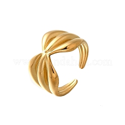 Bowknot 304 Stainless Steel Open Cuff Rings for Women&nbsp;LS-RJEW-G339-05G-02