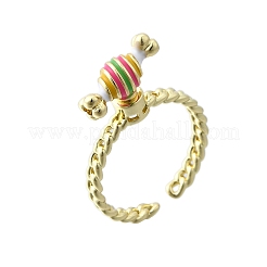 Brass Enamel Open Cuff Rings for Women&nbsp;RJEW-F179-08G-01