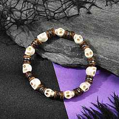2Pcs Natural Coconut & Synthetic Turquoise & Non-magnetic Synthetic Hematite Beads Stretch Bracelets for Men Women&nbsp;BJEW-JB12133
