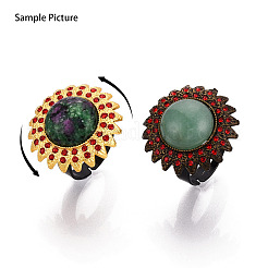 Adjustable Flower Alloy & Iron Rhinestone Bezel Cup Ring Base with Rotatable Tray&nbsp;MAK-T012-04G