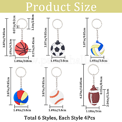 24Pcs 6 Style PVC Plastic Pendant Keychain&nbsp;KEYC-CN0001-02
