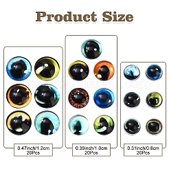 60Pcs 3 Styles Craft Glass Doll Eyes&nbsp;DOLL-YW0001-01