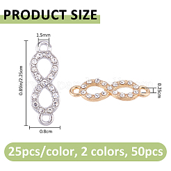50Pcs 2 Colors Alloy Crystal Rhinestone Links/Connectors&nbsp;ALRI-PH0001-36