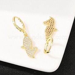 Nuggets Brass Micro Pave Clear Cubic Zirconia Leverback Earrings&nbsp;EJEW-H182-03G