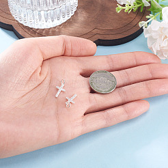 2Pcs 925 Sterling Silver Pave Clear Cubic Zirconia Cross Charms&nbsp;STER-TA0001-59
