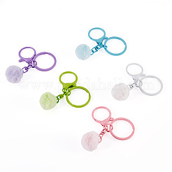 5Pcs 5 Colors Alloy Round Keychains&nbsp;KEYC-TA0004-75