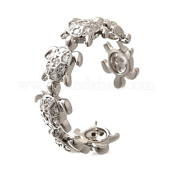 Brass Micro Pave Clear Cubic Zirconia Cuff Rings for Women&nbsp;RJEW-Q008-13P