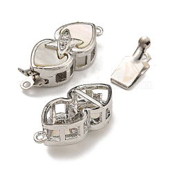 Brass Micro Pave Clear Cubic Zirconia Box Clasps&nbsp;KK-U037-14P