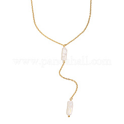 Natural Keshi Pearl Stick Pendant Stainless Steel Long Y Necklaces for Women&nbsp;SV1483