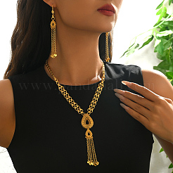 Vintage Alloy Hollow Teardrop Tassel Necklace & Earrings Sets for Women&nbsp;VM3749