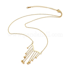304 Stainless Steel Ball Tassel Cable Chain Necklaces for Women&nbsp;NJEW-R017-02G