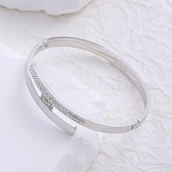 Stainless Steel Rhinestone Hinged Bangles for Women&nbsp;EJ1004