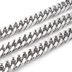 Tarnish Resistant 304 Stainless Steel Cuban Link Chains&nbsp;CHS-E018-13P-C