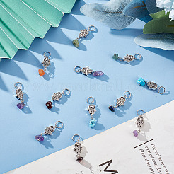 4 Sets 7 Styles Chakra Mixed Stone Chips Alloy Pendants&nbsp;FIND-CN0001-30