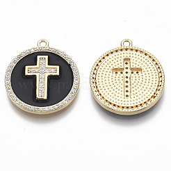 Brass Micro Pave Cubic Zirconia Pendants&nbsp;KK-R130-035-01G-NF