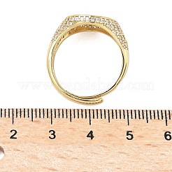 Brass Micro Pave Cubic Zirconia Cuff Rings for Women&nbsp;RJEW-A069-13G-03