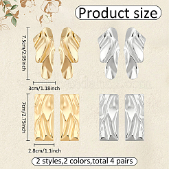 4 Pairs 4 Styles Alloy Stud Earrings with 304 Stainless Steel Pins&nbsp;EJEW-AN0004-61