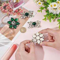 4Pcs 2 Styles Flower Brass Rhinestone Shoe Decorations&nbsp;AJEW-WR0002-42A