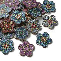 30Pcs 5 Colors Printed Natural Basswood Pendants&nbsp;WOOD-CJ0001-86