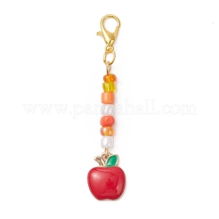5Pcs 5 Styles Thanksgiving Day Alloy Enamel & Glass Seed Leaf Pumpkin Corn Pendant Decorations&nbsp;HJEW-JM04316