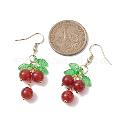 Natural Carnelian Grapes Dangle Earrings&nbsp;EJEW-JE05689-01